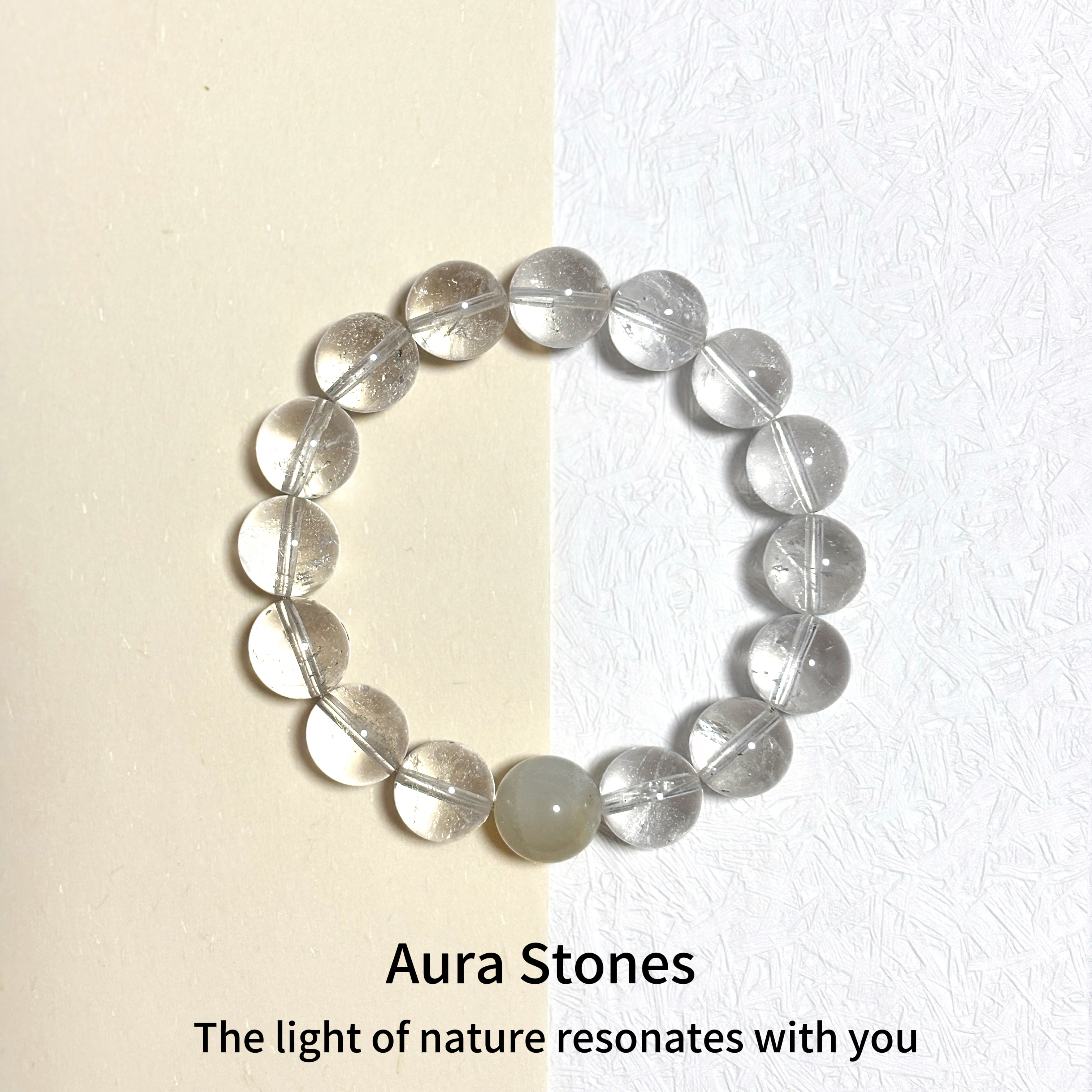 AuraStones【白汐】原创天然转运白水晶手链净体中式手串小众礼物