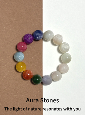 AuraStones【云绮】树脂蜜蜡手串大珠子手链紫外线变色七彩海云母