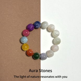AuraStones【云绮】树脂蜜蜡手串大珠子手链紫外线变色七彩海云母