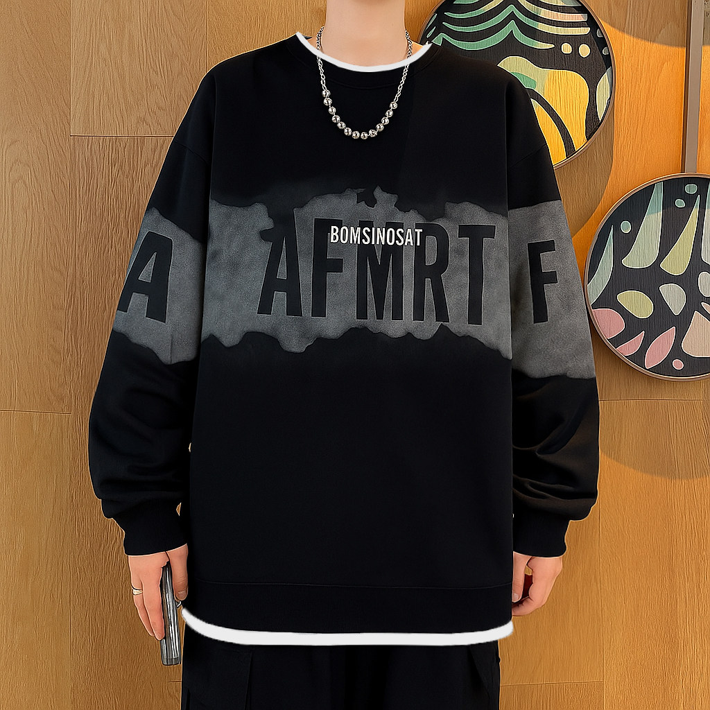 美式潮牌个性印花圆领卫衣套头青少年秋季痞帅情侣装长袖外套