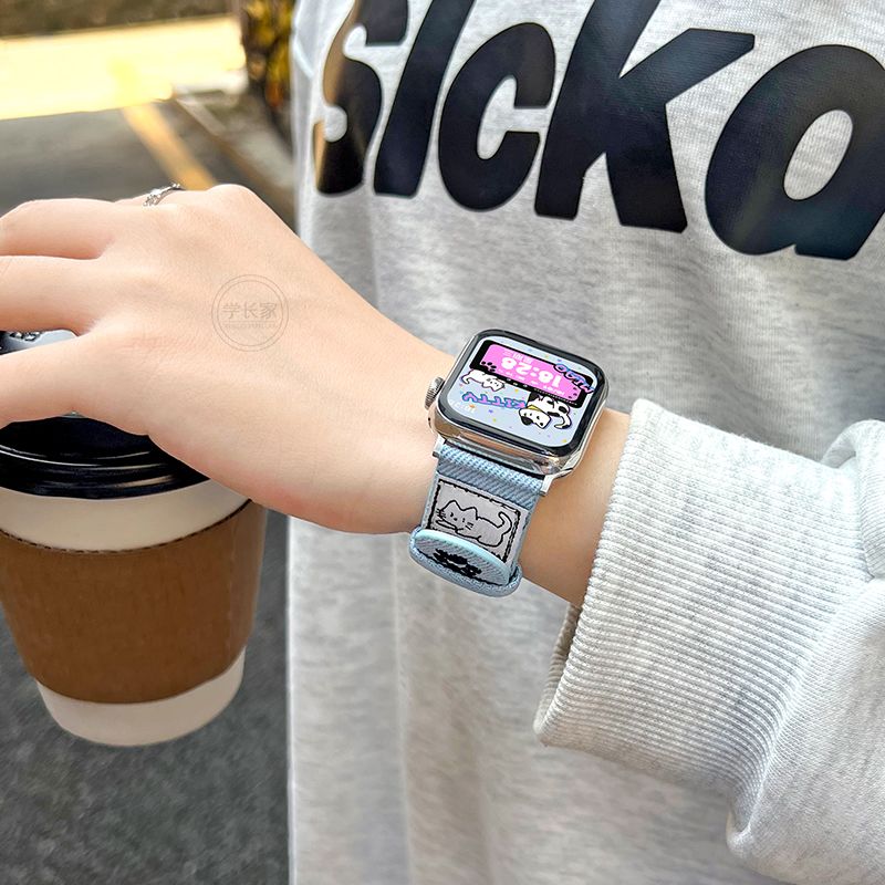 猫猫刺绣适用红米watch4表带秋冬新款7pro手表小米8pro手腕带百搭