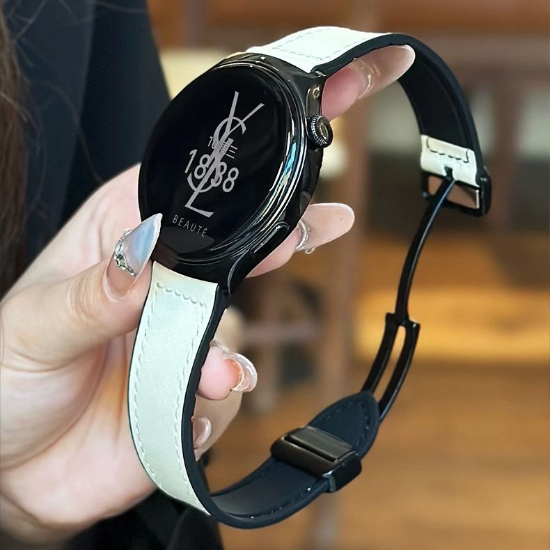 适用华为gt3pro手表表带GT2高级watch4真皮硅胶磁吸小众简约男女