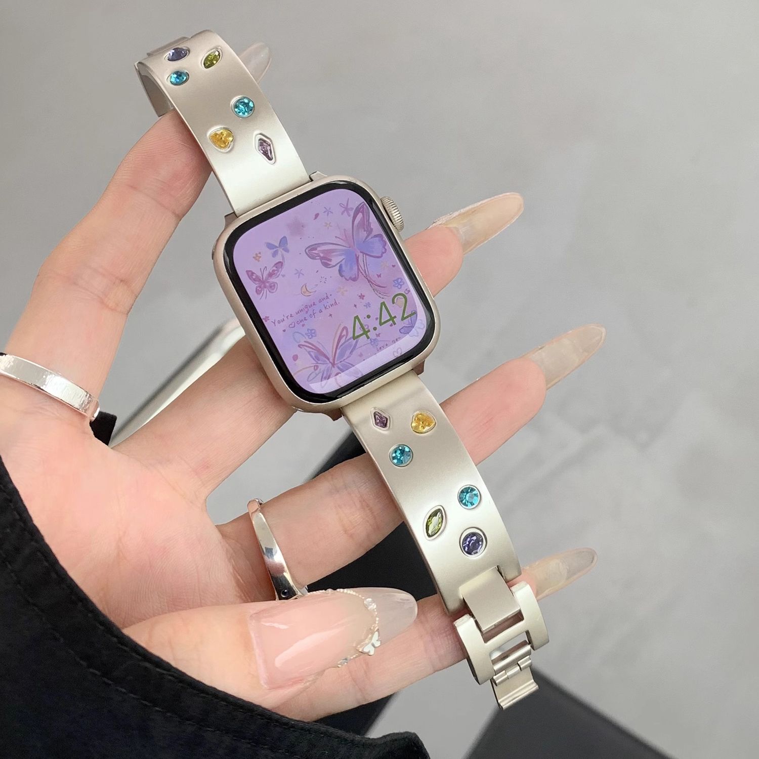 镶钻彩钻手镯oppo手表watch3/2/X/3pro/4pro表带金属男女se夏适用