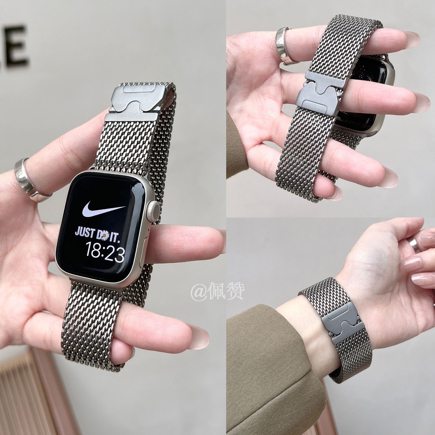 适用降落伞米兰尼斯荣耀亲选2i手表表带Haylou Watch钢带磁吸金属