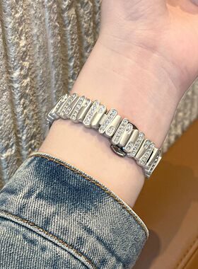 不规则镶钻华为b7手环b6手表表带fitmini高级金属b5女b3新款适用