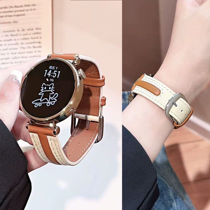 华为gt6/gt5手表带gt4女生新款watch5牛皮表带gt3荣耀高级感时尚