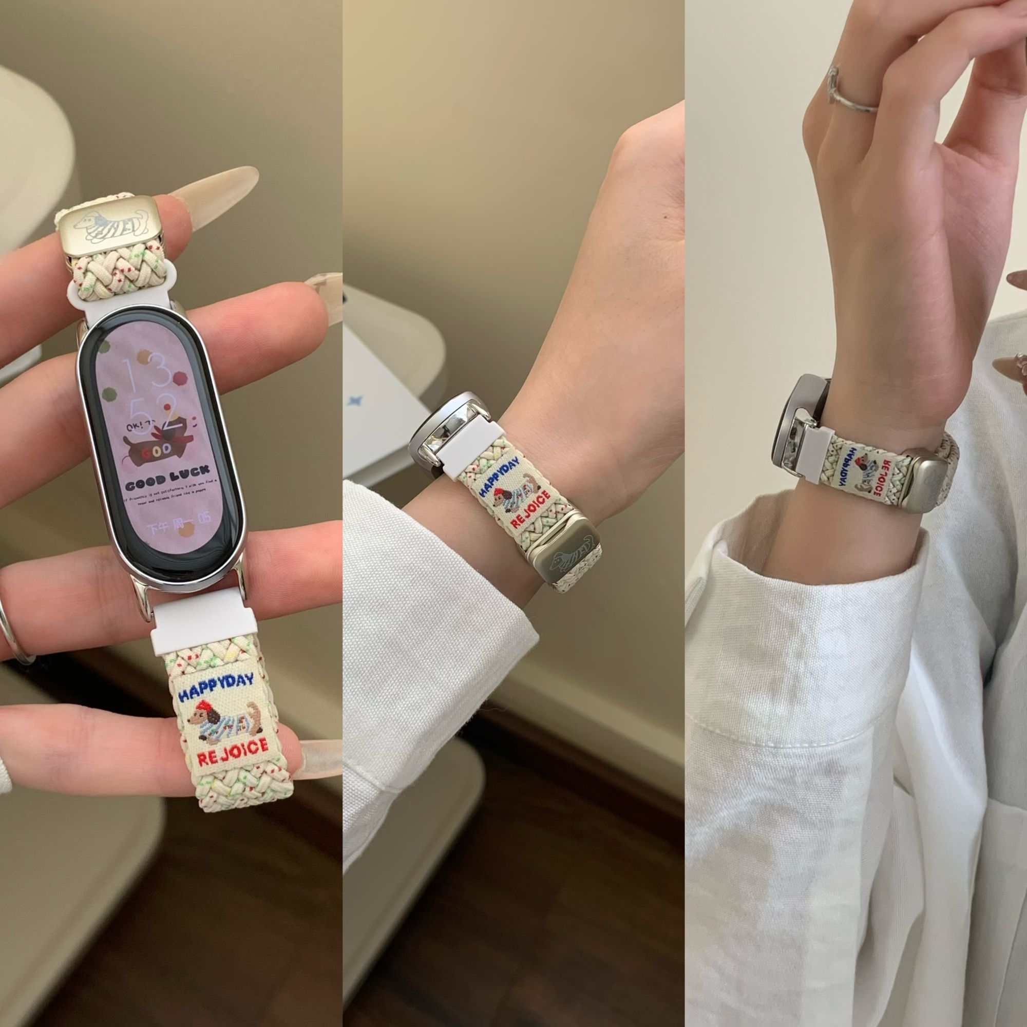 可爱小狗编织小米9表带nfc适用小米手环9pro手表8pro磁吸扣腕带夏