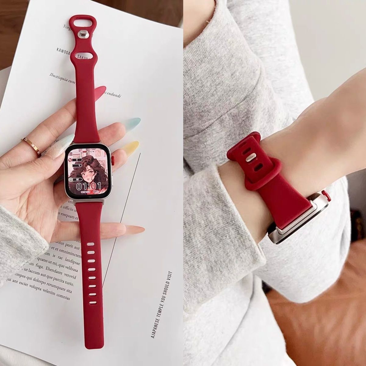 新年红小米红米watch5/4手表带redmi3/2小蛮腰硅胶腕带青春版适配