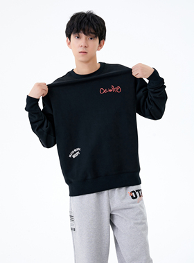 OTB针织春秋款外套贴布滑板印花套头卫衣 OTB020062