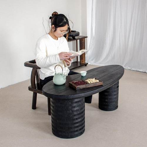 实木阳台茶桌侘寂风设计师民宿复古茶台榻榻米矮桌飘窗茶几小桌子