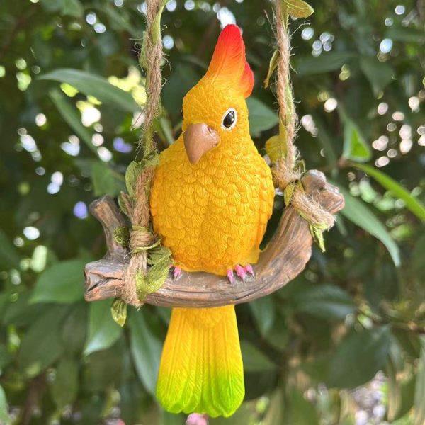 鹦鹉庭院阳台挂件创意摆设彷真小礼物鸟树脂花园秋千工艺品装饰品