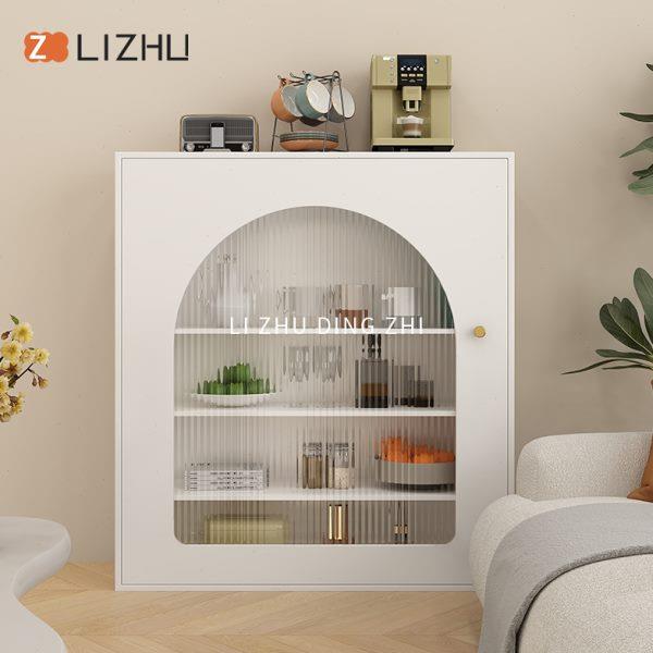 意式壁炉柜客厅装饰柜黑色柜子简约民宿摄影拱形置物架陈列展示柜