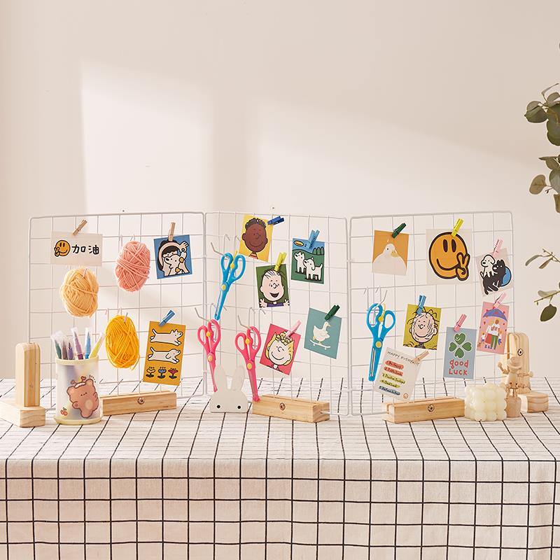 展示架美工置物架网格架幼儿园作品展示架桌面铁网片装饰挂架铁架