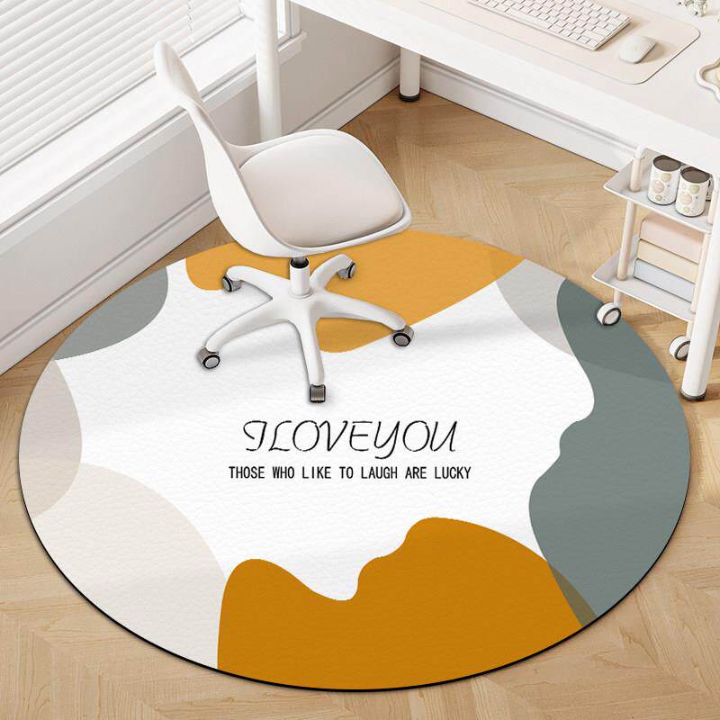 电脑椅子地垫书房学习桌滑轮座椅转椅垫圆形皮革耐脏免洗家用脚垫