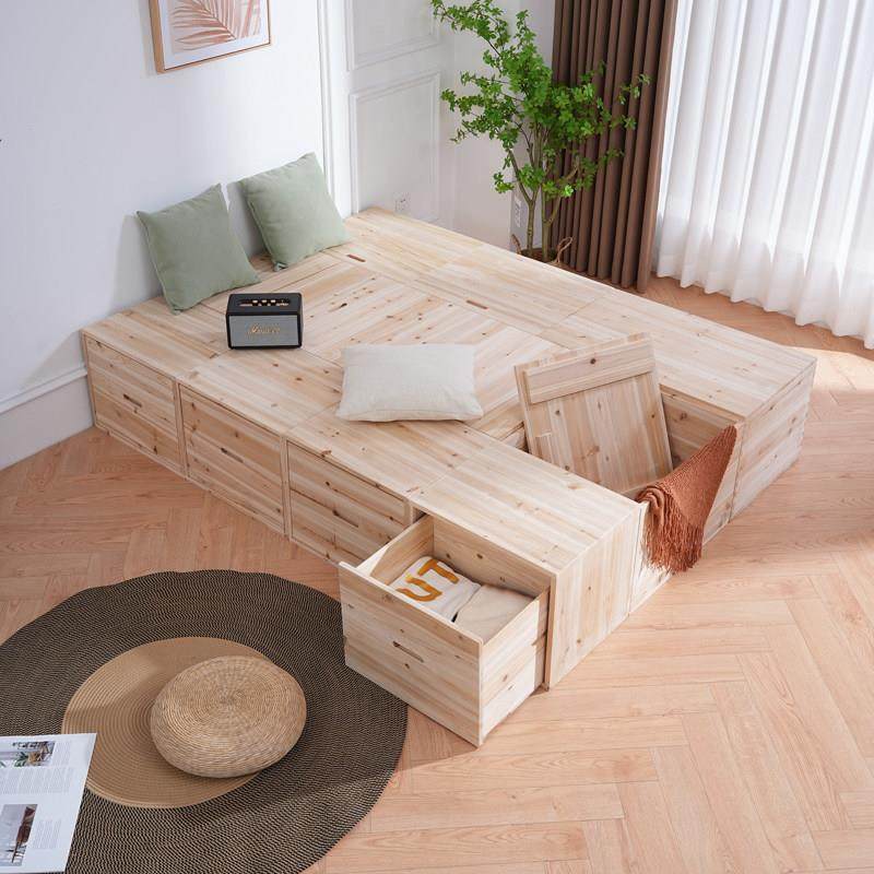 定制榻榻米木箱子拼床实木收纳箱加宽拼接床多功能可坐飘窗收纳柜,住宅家具,实木床,淘宝优惠券,粉丝福利购,淘宝优惠卷