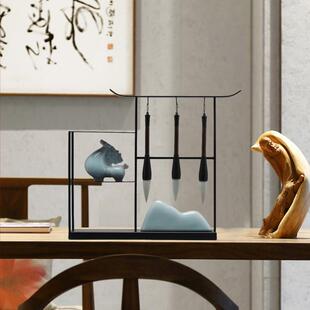 新中式毛笔架摆件家居客厅玄关酒柜书房书桌办公桌禅意桌面装饰品