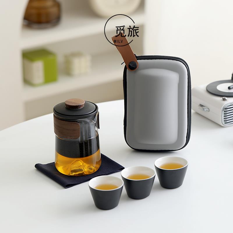 便携旅行功夫茶具套装户外露营快客杯一壶三杯陶瓷泡茶壶茶杯定制