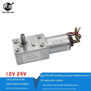 Jgy370涡轮蜗杆直流减速电机带霍尔编码器自锁电机12V正反向电机