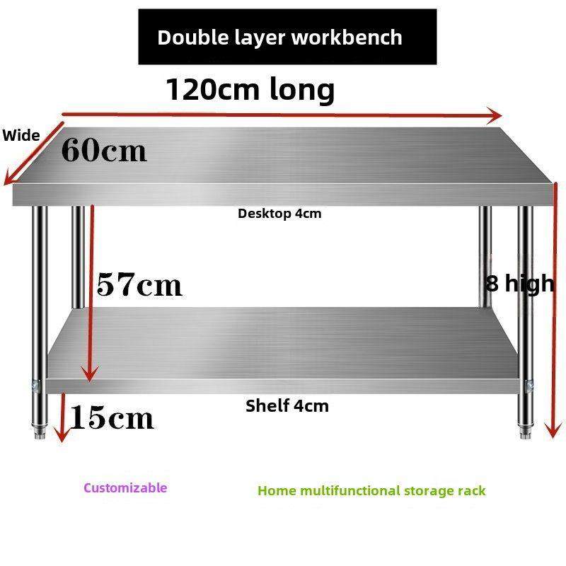 定制不锈钢双层工作台，厨房工作台，灶台，装卸台，餐厅蔬菜切割