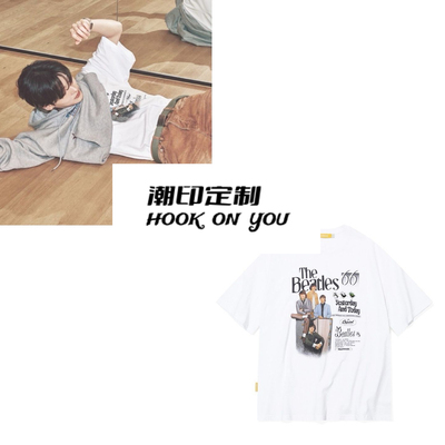 组合ALD1李相沅Sanwong同款人物字母印花短袖T恤男女同款