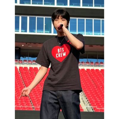 bts金硕珍同款穿搭短袖T恤女2026新款重磅纯棉上衣打底衫男女衣服