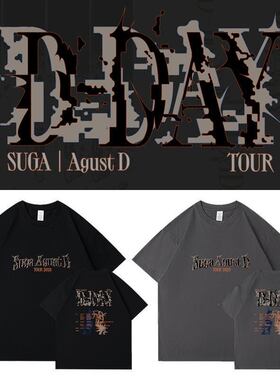 防弹闵玧其SUGA演唱会AgustD D-DAY周边同款短袖T恤印花打歌衣服