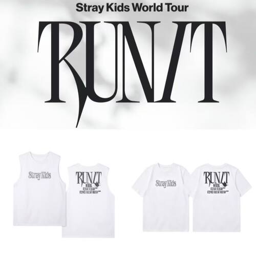 Stray Kids流浪男孩RUNT 世巡演唱会周边同款印花纯棉短袖T恤坎肩