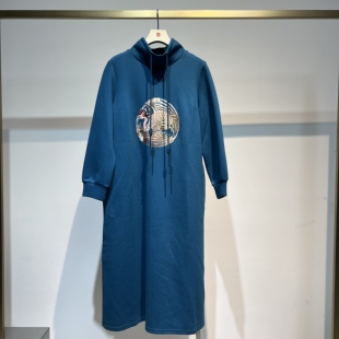 遇见某天 高端大气蓝色连衣裙 新品 新中式 10692 国风高定款