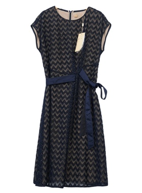 睐家精选品牌女装高端休闲时尚气质女藏蓝色连衣裙睐A2-15093