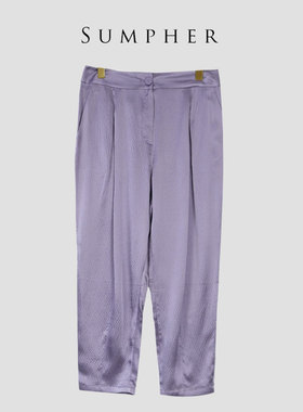 睐家精选品牌女装高端休闲时尚气质女紫色裤子睐A1-62792