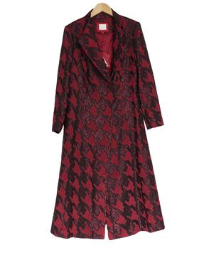 【六礼】精选品牌女装高端时尚气质百搭酒红色风衣A4-22055