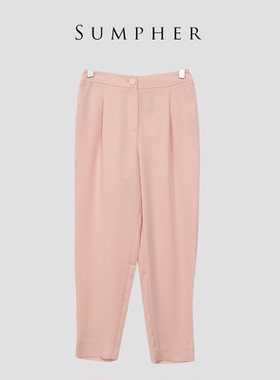 睐家精选品牌女装高端休闲时尚气质百搭女粉色裤子睐A2-62272