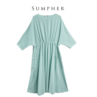 睐家精选品牌女装高端休闲时尚气质百搭女绿色连衣裙睐A1-17623