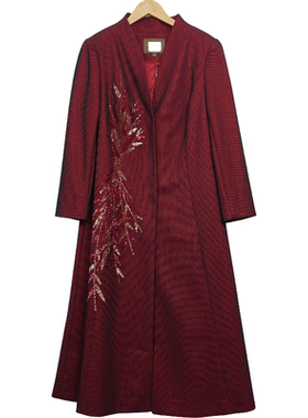 慕天姿精选品牌女装高端时尚气质百搭红色风衣慕天姿A3-22113