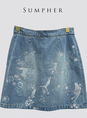 【广州杰哥Jack】Sumpher雾家专柜新款时尚高端牛仔蓝色半裙-E03D