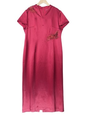 【六礼】精选品牌女装高端时尚气质百搭酒红色连衣裙A1-17351