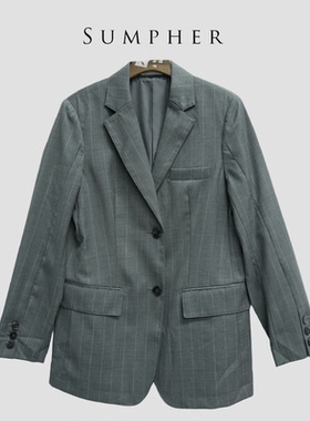 【广州杰哥Jack】Sumpher卓家专柜时尚高端气质灰色条纹外套-3797