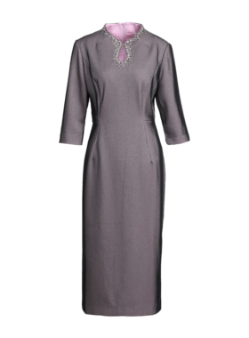 慕天姿精选品牌女装高端撤柜品牌折扣紫色连衣裙慕天姿A3-17062