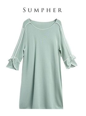 睐家精选品牌女装高端休闲时尚气质百搭女绿色连衣裙睐A1-19031