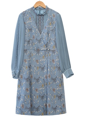 慕天姿精选品牌女装高端时尚气质百搭蓝色连衣裙慕天姿A3-15163