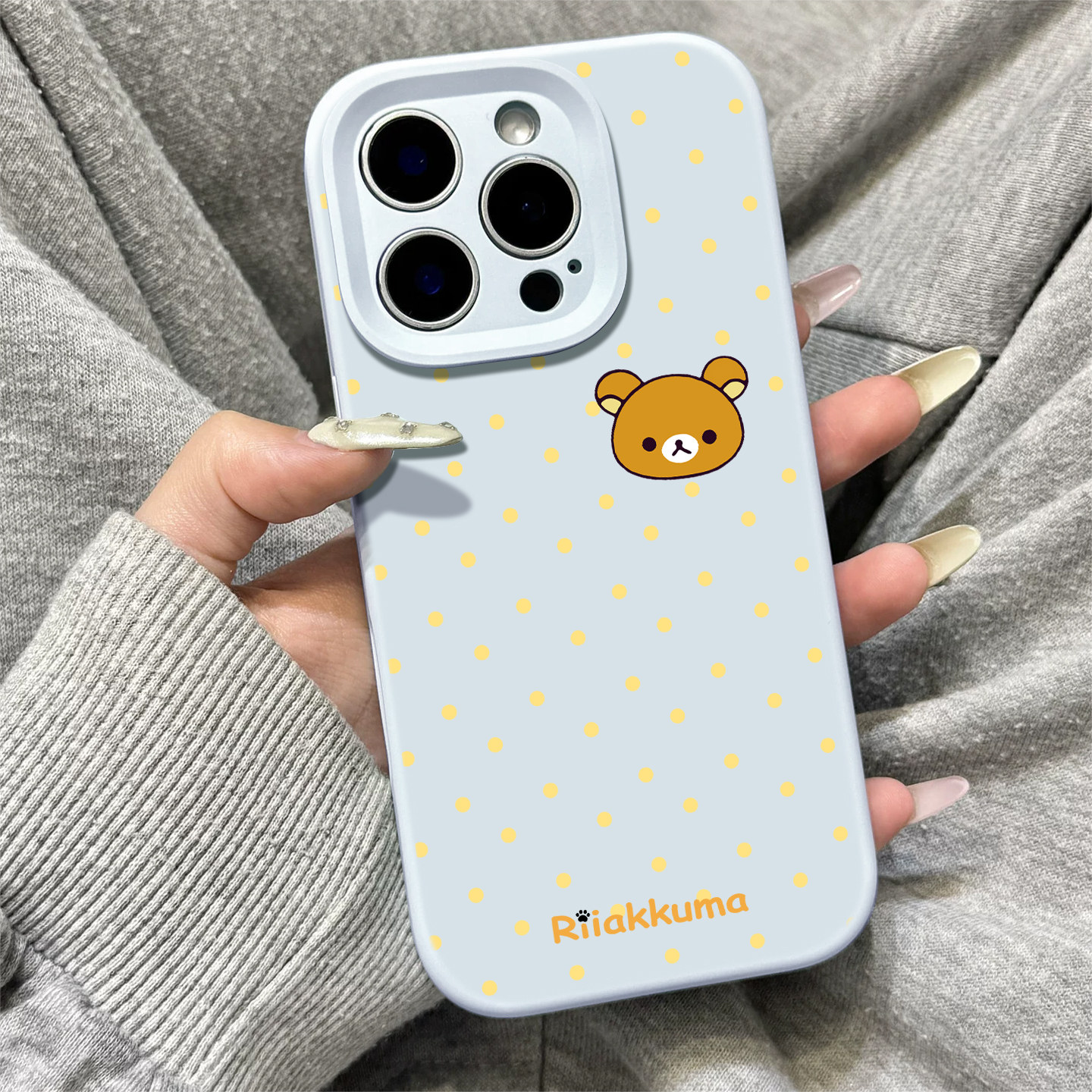 韩系波点轻松熊适用苹果17手机壳iPhone16promax可爱15新款14卡通13mini高级感12磁吸11软x液态硅胶xr女生air图片