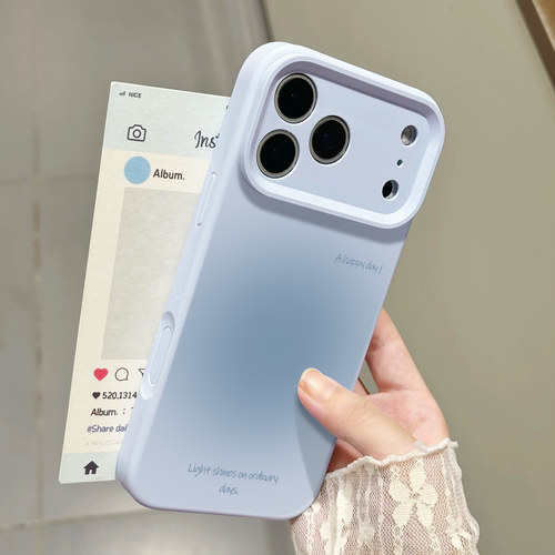 晕染蓝色渐变适用苹果18手机壳iPhone17promax简约16plus新款15高级感14小众13磁吸12防摔x软液态硅胶女air套
