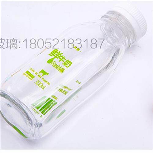 包邮500毫升300毫升方形牛奶玻璃瓶酸奶瓶鲜榨果汁饮料瓶密封盖子