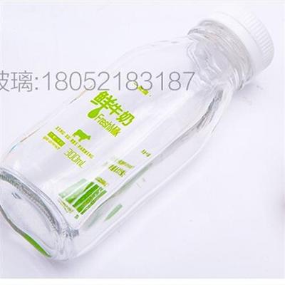 包邮500毫升300毫升方形牛奶玻璃瓶酸奶瓶鲜榨果汁饮料瓶密封盖子