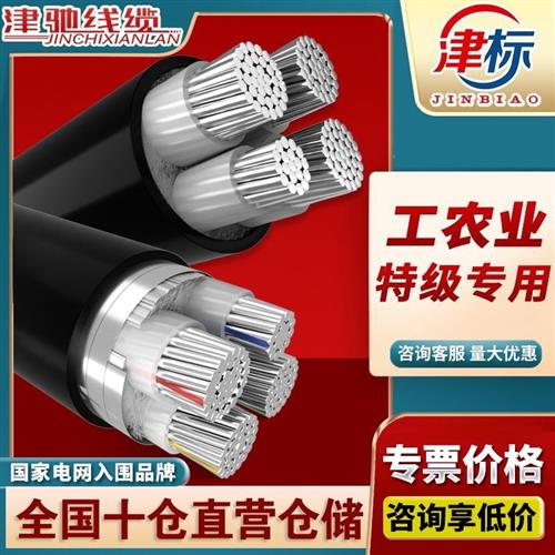 国标铝芯电缆线4 5芯16 25 50 95 120平方三相四线电缆四芯铝电缆