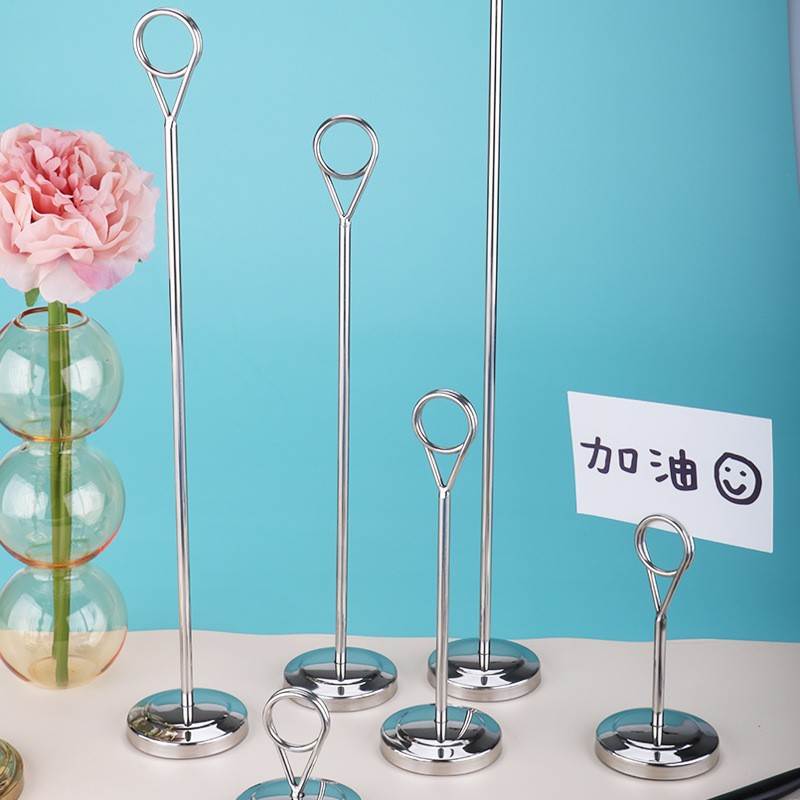 不锈钢席位卡架酒店餐厅自助餐婚礼桌卡架宴会桌牌号码名片插卡夹