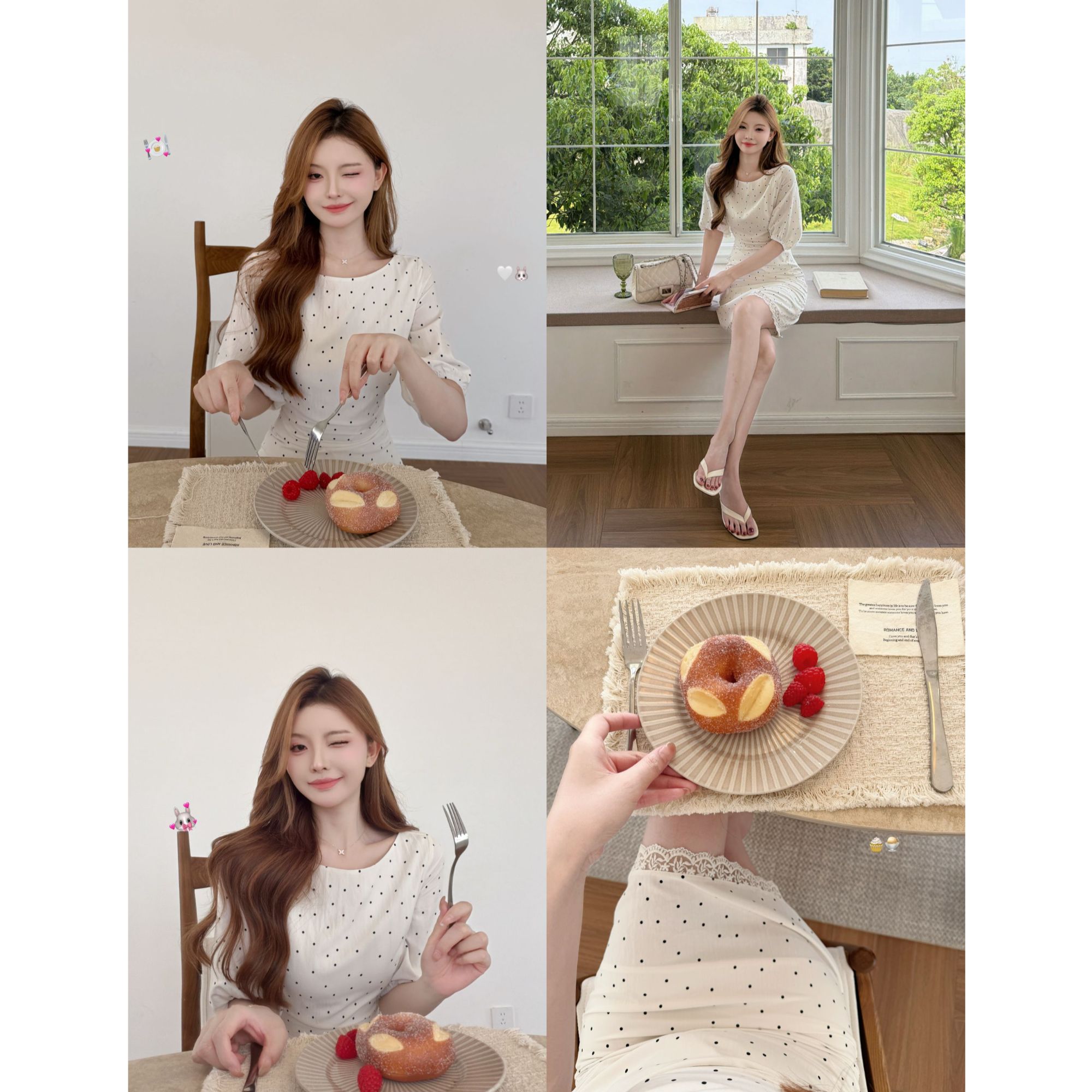 SZA【罗曼香宴】 夏季新款韩系设计感系带波点显瘦连衣裙A-3167图片