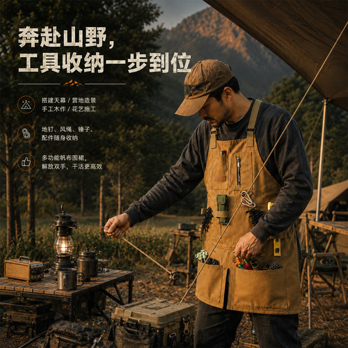 帆布围裙户外露营烧烤专用围裙