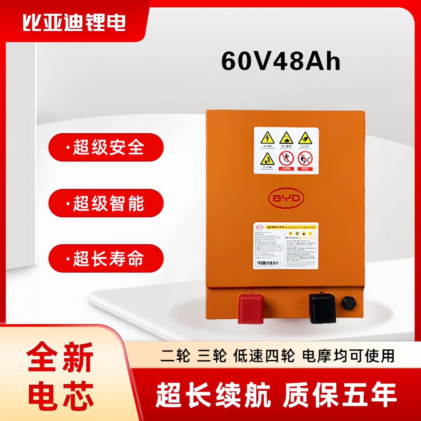 48V60V72V比亚迪电动车锂电池