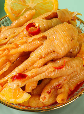 柠檬酸辣无骨鸡爪去骨凤爪泡椒脱骨网红麻辣即食卤味零食小吃批发